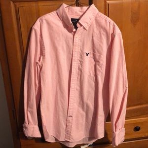 AEO pink/white oxford shirt
